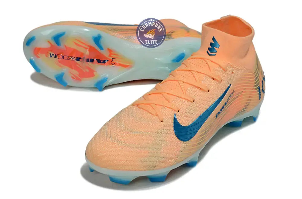 Image of Air Zoom Mercurial Superfly 10 FG Kylian Mbappe - Orange/Bleu turquoise
