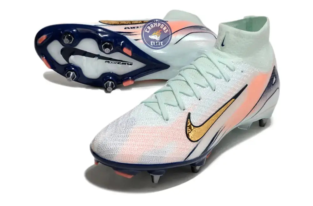 Image of Air Zoom Mercurial Superfly 10 SG - Bleu Turquoise/Bleu Marine/Orange/Doré