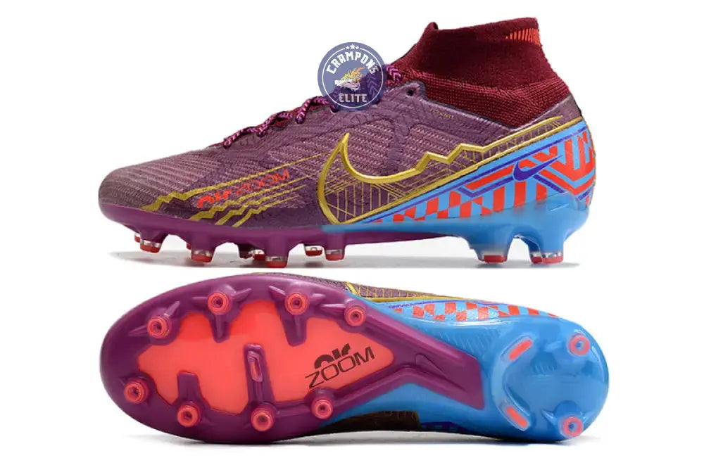 Image of Air Zoom Mercurial Superfly 9 Academy AG Mbappé Personal Edition - Bordeaux/Doré