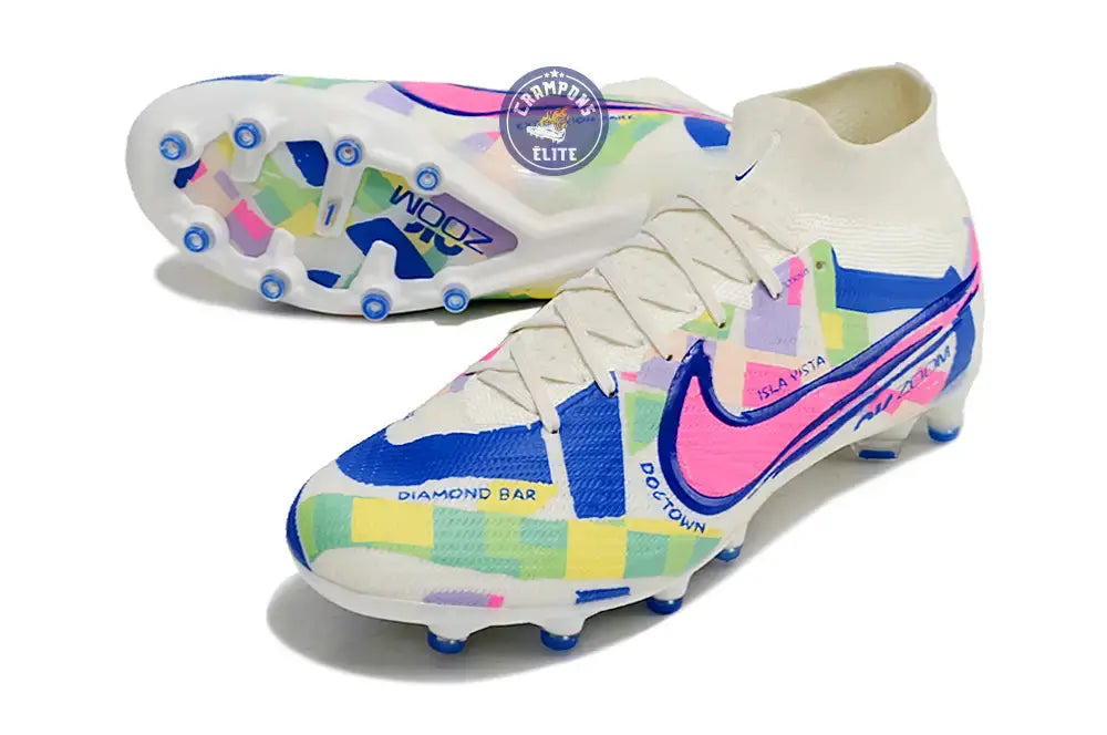 Air Zoom Mercurial Superfly 9 AG SoCal Pack - Blanc/Bleu/Rose/Jaune/Vert