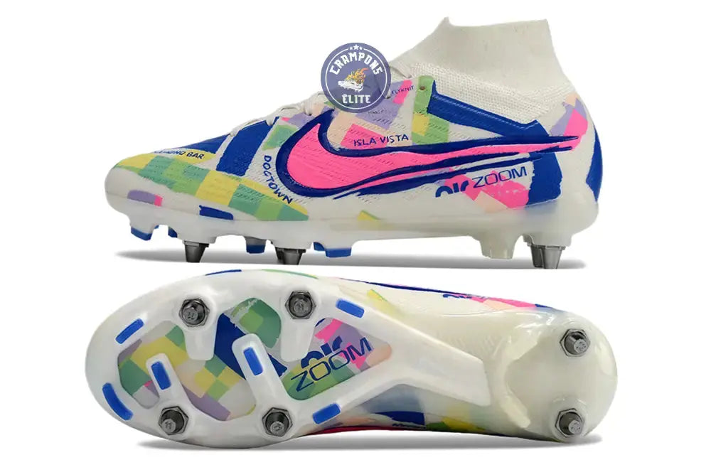 Image of Air Zoom Mercurial Superfly 9 SG - Blanc/Vert/Bleu/Jaune/Rose