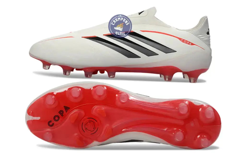 Image of COPA PURE 4 LACELESS ELITE FG BORN FOR GOALS - BLANC/ARGENTÉ/NOIR/LUCID RED - Crampons Elite