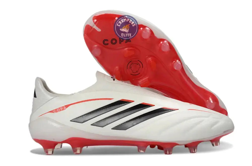 Image of COPA PURE 4 LACELESS ELITE FG BORN FOR GOALS - BLANC/ARGENTÉ/NOIR/LUCID RED - Crampons Elite