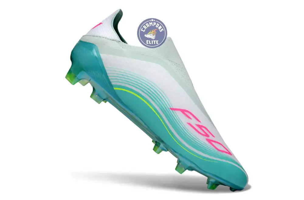 Image of F50 Laceless FG Messi - Turquoise/Blanc/Rose