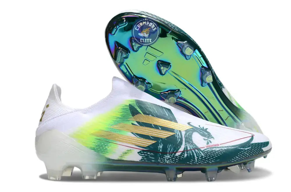 F50 Laceless Spécial Mohamed Salah FG - Blanc/Vert/Doré