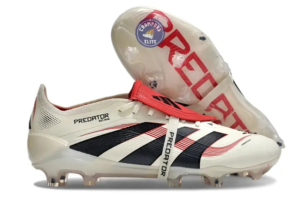 Image of Predator 25 Elite Fold-over Tongue FG Champagne - Blanc/Noir/Pure Ruby