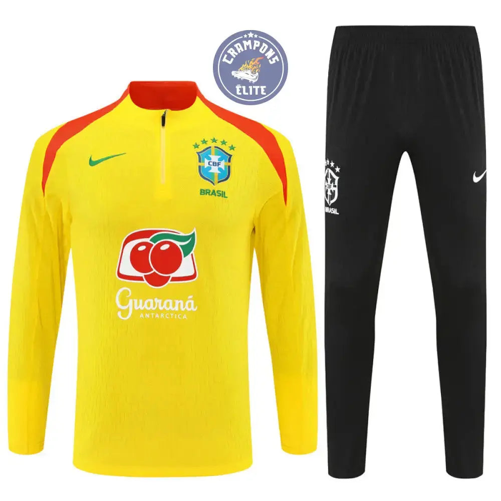 Image of Survêtement d’entraînement demi-zip - Brésil 2025/2026 - Jaune/Noir/Orange