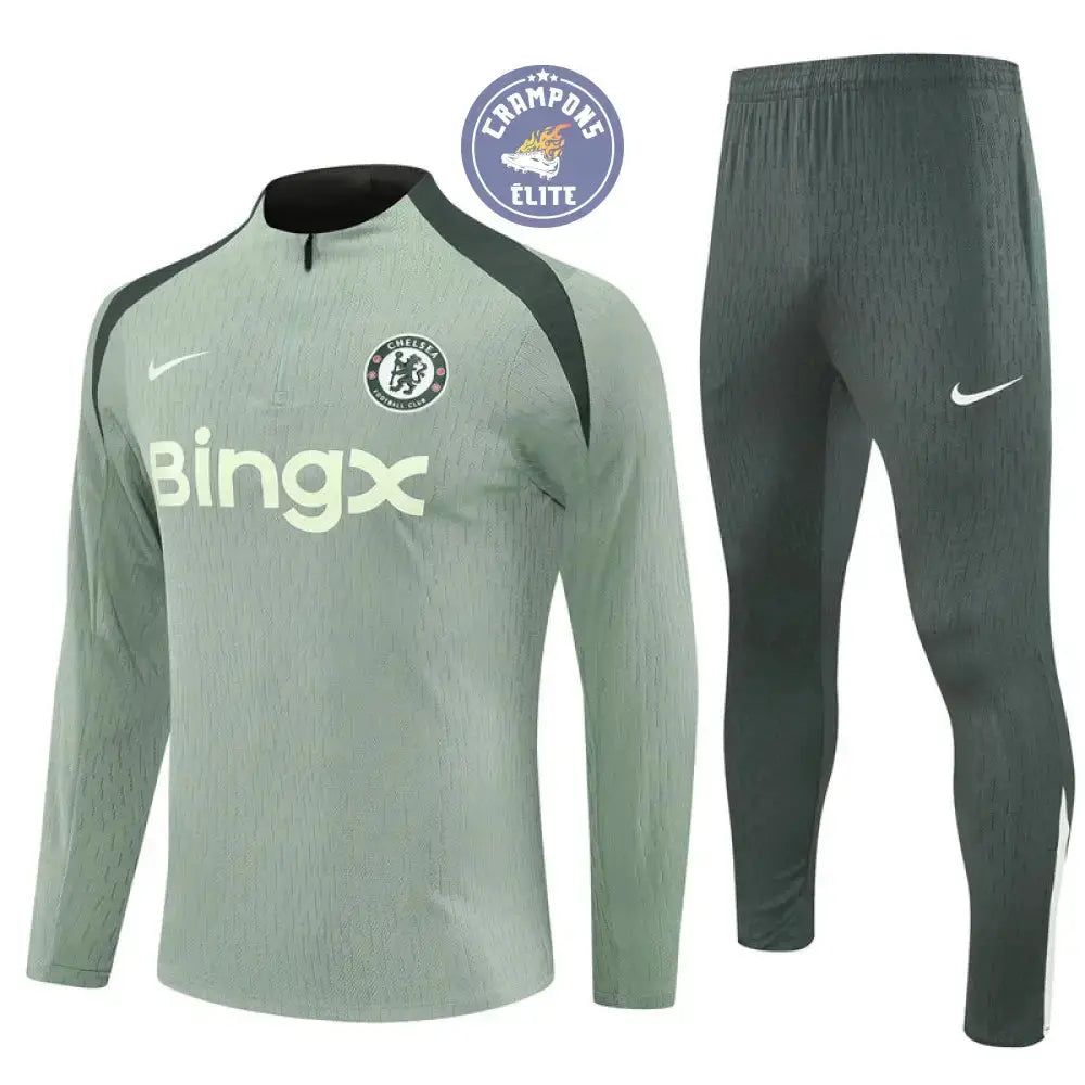 Image of Survêtement d’entraînement demi-zip - Chelsea 2025/2026 - Kaki/Vert Clair