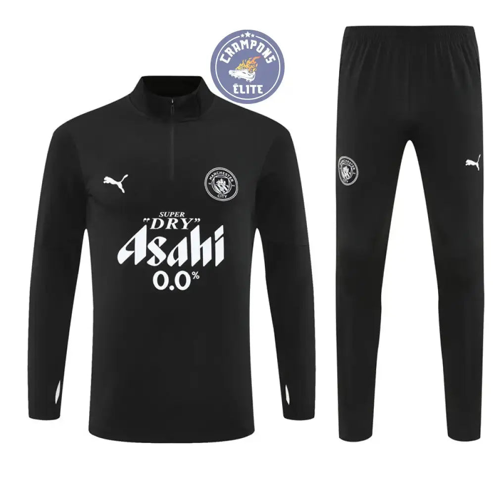 Image of Survêtement d’entraînement demi-zip - Manchester City 2025/2026 - Noir/Blanc