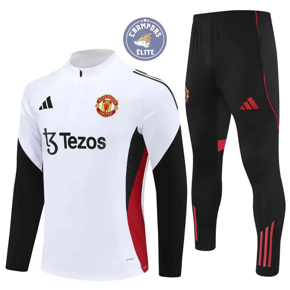 Survêtement d’entraînement demi-zip - Manchester United 2025/2026 - Blanc/Noir/Rouge