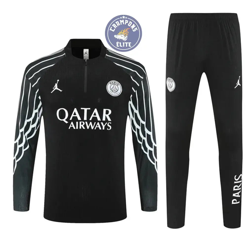 Survêtement d’entraînement demi-zip - PSG 2025/2026 - Noir/Blanc