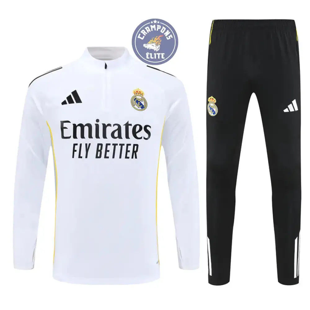 Survêtement d’entraînement demi-zip - Real Madrid 2025/2026 - Blanc/Noir/Gris/Jaune