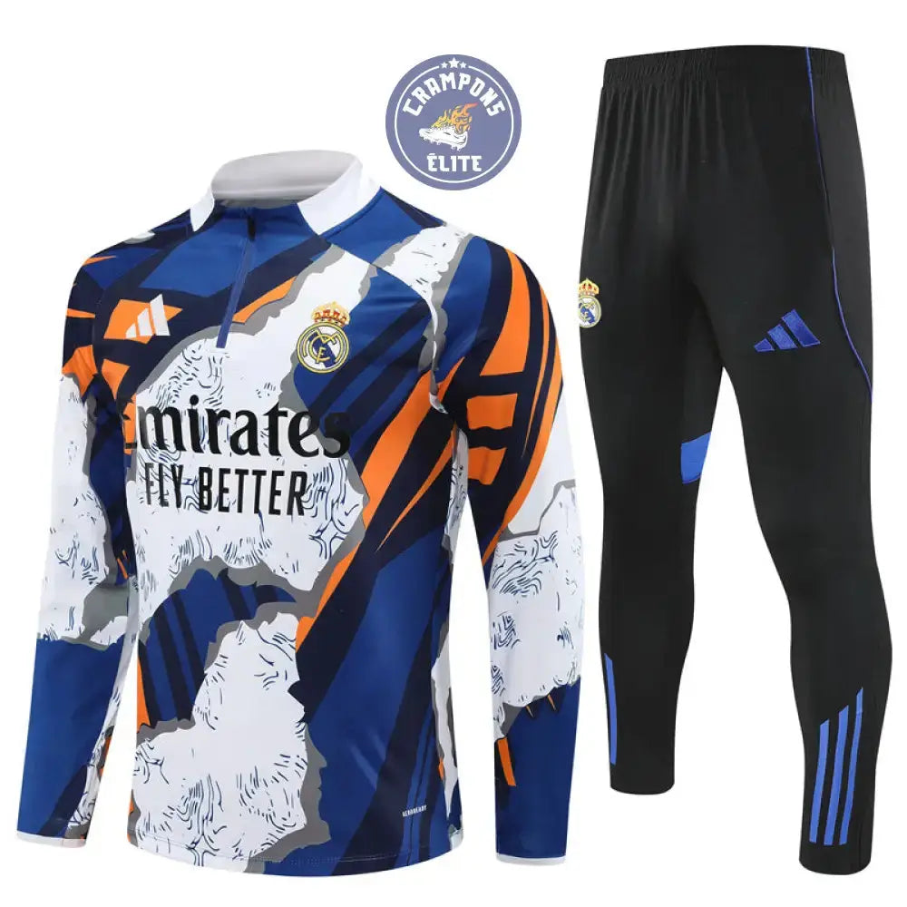Image of Survêtement d’entraînement demi-zip - Real Madrid 2025/2026 - Bleu/Blanc/Orange/Noir